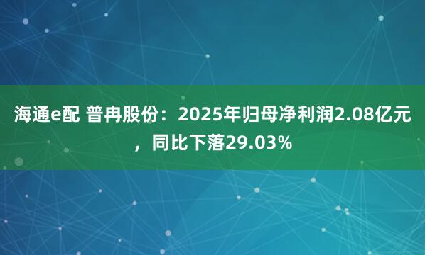 海通e配 普冉股份：2025年归母净利润2.08亿元，同比下落29.03%