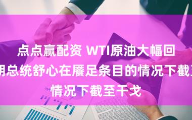 点点赢配资 WTI原油大幅回落 伊朗总统舒心在餍足条目的情况下截至干戈